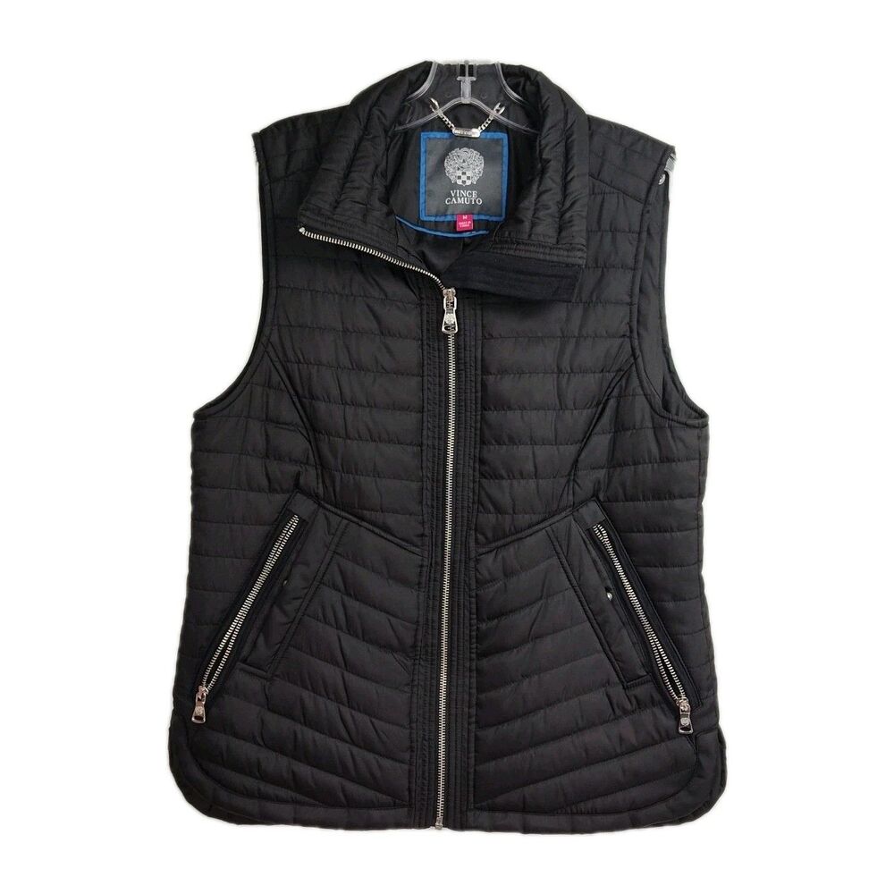 Vince Camuto Full-zip‎ Vest Women's Size M Black Insulated Collared Quilted